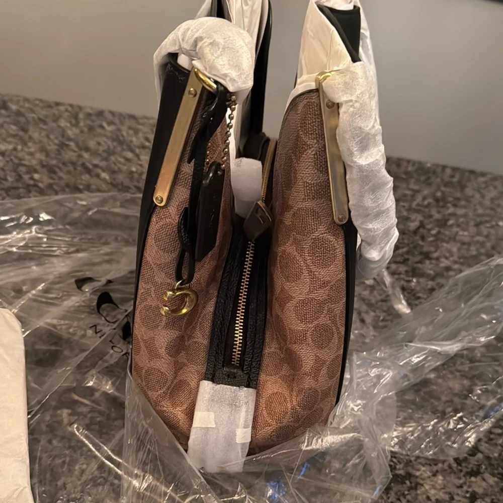 Coach Black leather and coated canvas Brown Women's Bag NWT - Picture 5 of 15